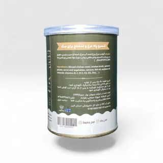 کنسرو سگ بالغ سپکا (Sepka) پته با طعم مرغ و اسفناج 400 گرم