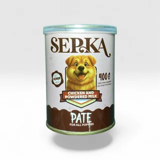 کنسرو توله سگ سپکا (Sepka) پته با طعم مرغ و شیرخشک 400 گرم