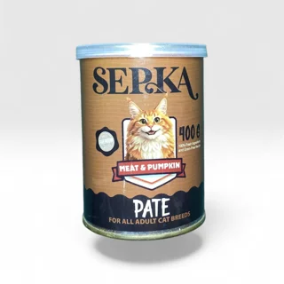 کنسرو گربه بالغ سپکا (Sepka) پته با طعم گوشت و کدوحلوایی 400 گرم