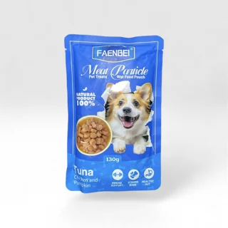 پوچ سگ FAENBEI (فنبی) تکه ای با طعم ماهی تن، مرغ و کدو حلوایی 130 گرم